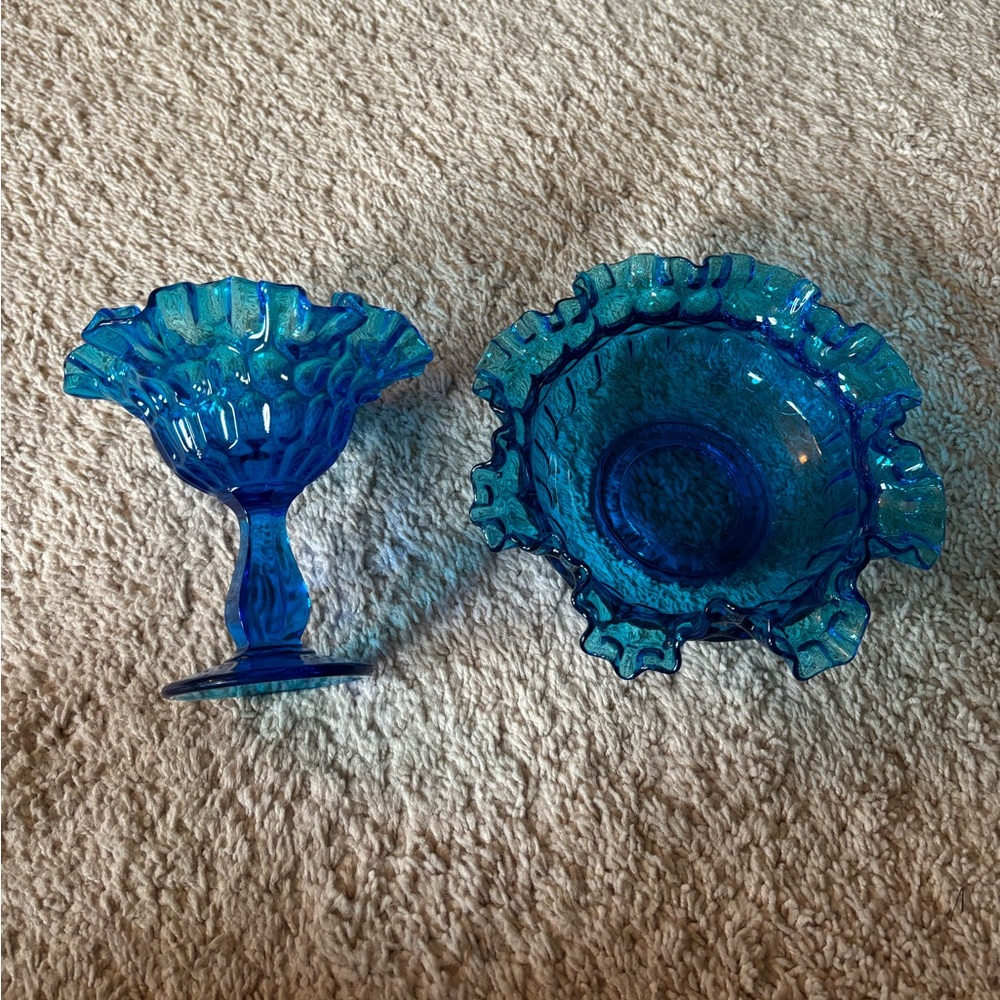Fenton glass bowl and goblet